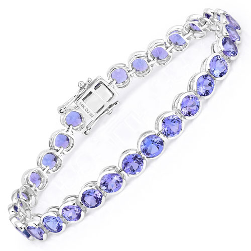 Bracelets-12.60 Carat Genuine Tanzanite 14K White Gold Bracelet