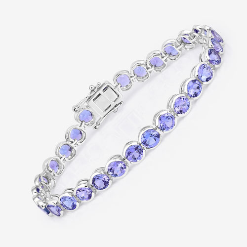 12.60 Carat Genuine Tanzanite 14K White Gold Bracelet
