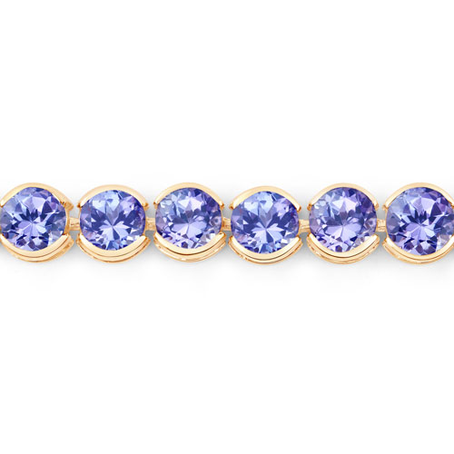 12.60 Carat Genuine Tanzanite 14K Yellow Gold Bracelet