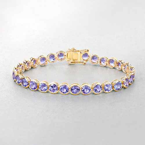 12.60 Carat Genuine Tanzanite 14K Yellow Gold Bracelet