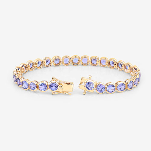 12.60 Carat Genuine Tanzanite 14K Yellow Gold Bracelet
