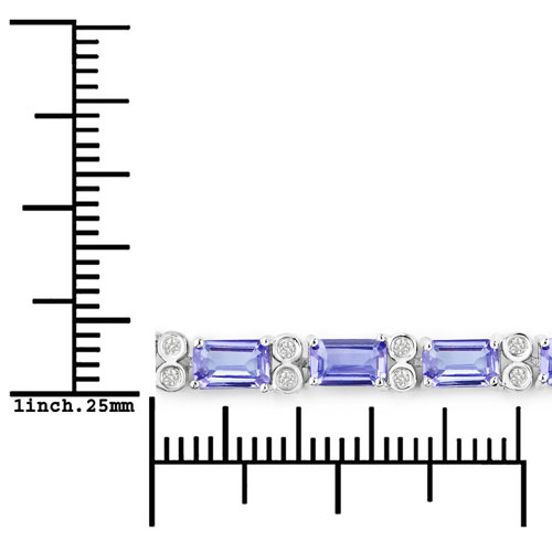 7.50 Carat Genuine Tanzanite and White Diamond 14K White Gold Bracelet