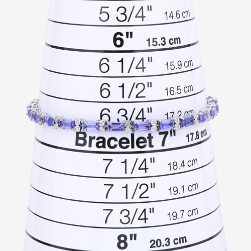7.50 Carat Genuine Tanzanite and White Diamond 14K White Gold Bracelet