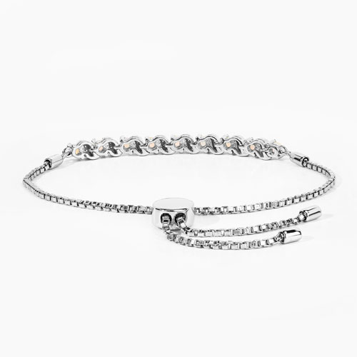 0.89 Carat Genuine Ethiopian Opal and White Topaz .925 Sterling Silver Bracelet