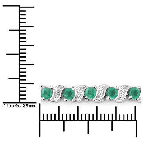0.98 Carat Genuine Emerald and White Topaz .925 Sterling Silver Bracelet