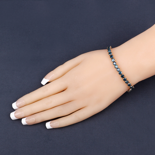 12.09 Carat Genuine Blue Diamond 14K Yellow Gold Bracelet