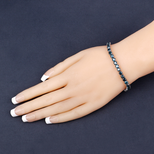 14.82 Carat Genuine Blue Diamond 14K White Gold Bracelet