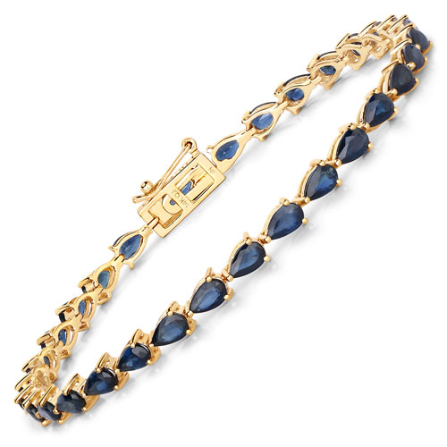Bracelets-6.20 Carat Genuine Blue Sapphire 14K Yellow Gold Bracelet