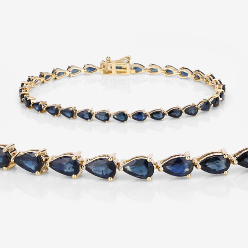 6.20 Carat Genuine Blue Sapphire 14K Yellow Gold Bracelet