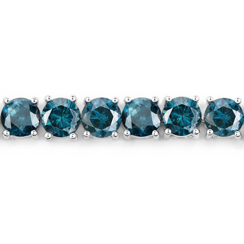 12.41 Carat Genuine Blue Diamond 14K White Gold Bracelet