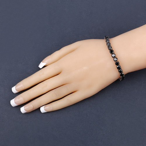 13.31 Carat Genuine Black Diamond 14K White Gold Bracelet