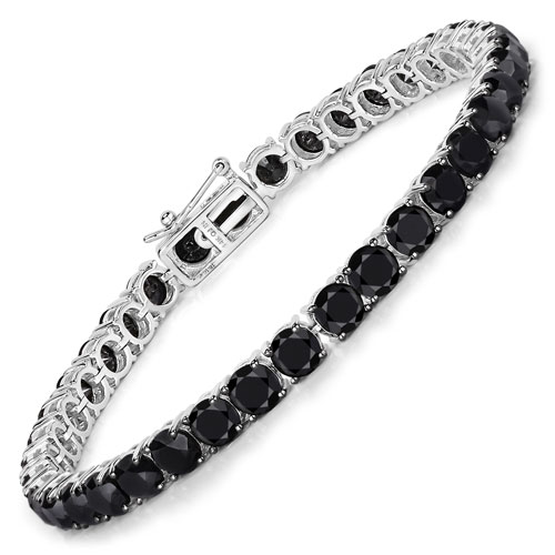 Bracelets-18.16 Carat Genuine Black Diamond 14K White Gold Bracelet