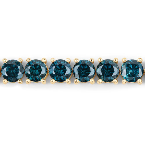 11.30 Carat Genuine Blue Diamond 14K Yellow Gold Bracelet