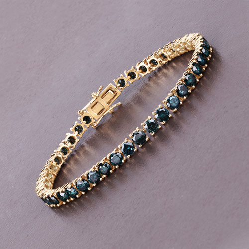 11.30 Carat Genuine Blue Diamond 14K Yellow Gold Bracelet