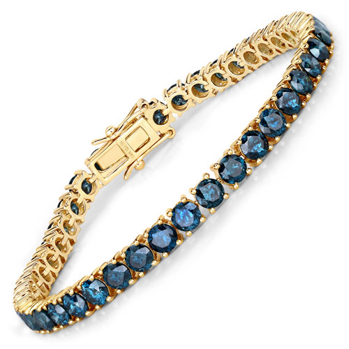 Bracelets-11.26 Carat Genuine Blue Diamond 14K Yellow Gold Bracelet