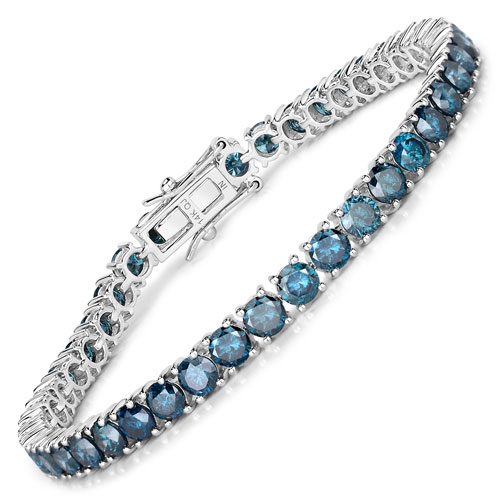 Bracelets-11.76 Carat Genuine Blue Diamond 14K White Gold Bracelet