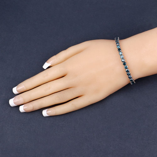 11.76 Carat Genuine Blue Diamond 14K White Gold Bracelet