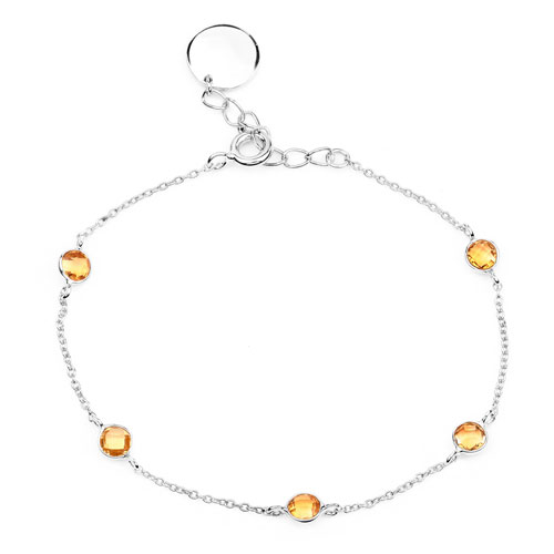 Bracelets-1.35 Carat Genuine Citrine .925 Sterling Silver Bracelet