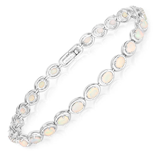 Bracelets-2.60 Carat Genuine Ethiopian Opal .925 Sterling Silver Bracelet