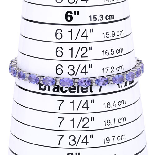 10.87 Carat Genuine Tanzanite and White Diamond 14K White Gold Bracelet
