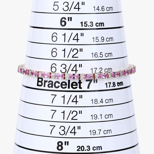 5.73 Carat Genuine Pink Sapphire and White Diamond 14K Yellow Gold Bracelet