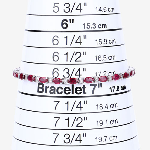 6.98 Carat Genuine Mozambique Ruby and White Diamond 14K White Gold Bracelet