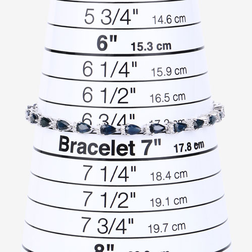 5.40 Carat Genuine Blue Sapphire and White Diamond 14K White Gold Bracelet