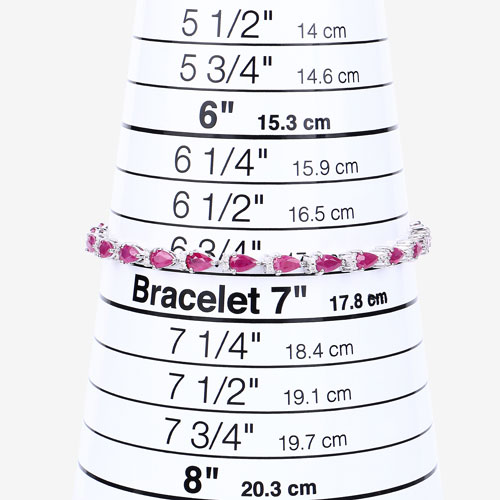 6.65 Carat Genuine Mozambique Ruby and White Diamond 14K White Gold Bracelet