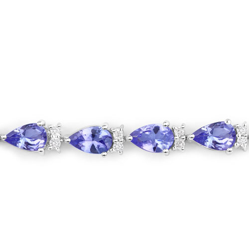 5.65 Carat Genuine Tanzanite and White Diamond 14K White Gold Bracelet