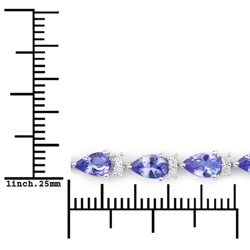 5.65 Carat Genuine Tanzanite and White Diamond 14K White Gold Bracelet