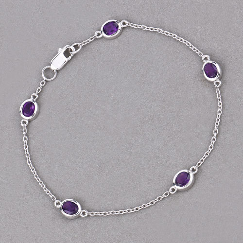 1.70 Carat Genuine Amethyst .925 Sterling Silver Bracelet