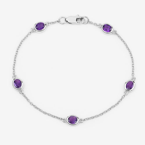 1.70 Carat Genuine Amethyst .925 Sterling Silver Bracelet