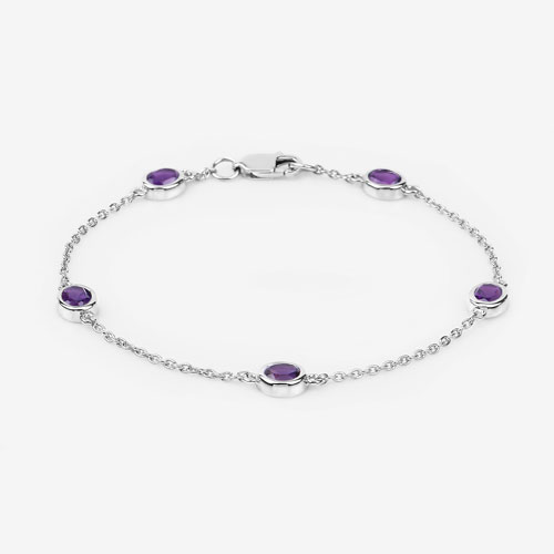 1.70 Carat Genuine Amethyst .925 Sterling Silver Bracelet