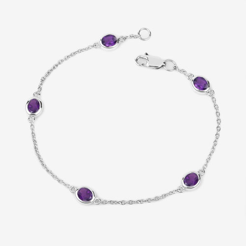 1.70 Carat Genuine Amethyst .925 Sterling Silver Bracelet