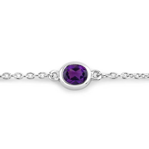 1.70 Carat Genuine Amethyst .925 Sterling Silver Bracelet