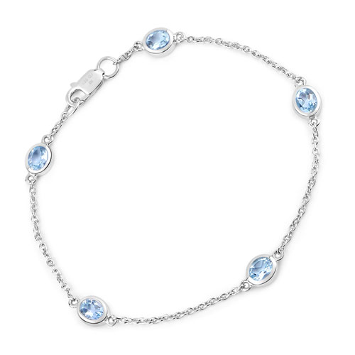 Bracelets-1.80 Carat Genuine Blue Topaz .925 Sterling Silver Bracelet