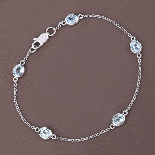 1.80 Carat Genuine Blue Topaz .925 Sterling Silver Bracelet