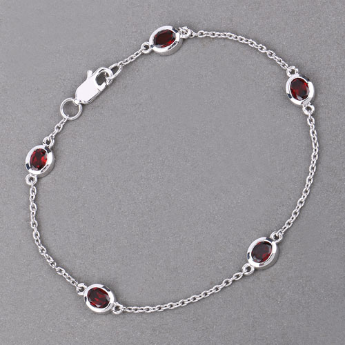 2.25 Carat Genuine Garnet .925 Sterling Silver Bracelet