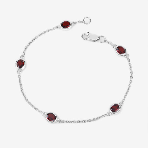 2.25 Carat Genuine Garnet .925 Sterling Silver Bracelet