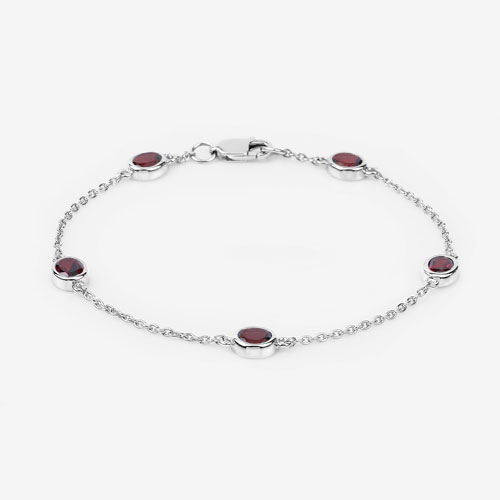 2.25 Carat Genuine Garnet .925 Sterling Silver Bracelet