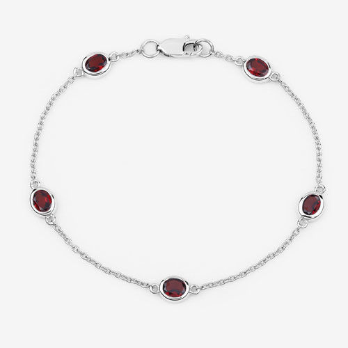 2.25 Carat Genuine Garnet .925 Sterling Silver Bracelet