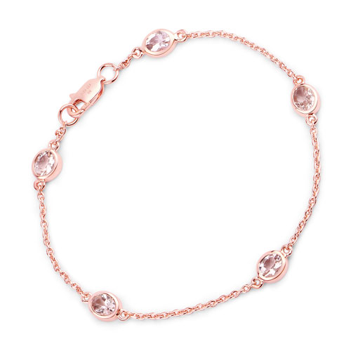 Bracelets-1.35 Carat Genuine Morganite .925 Sterling Silver Bracelet