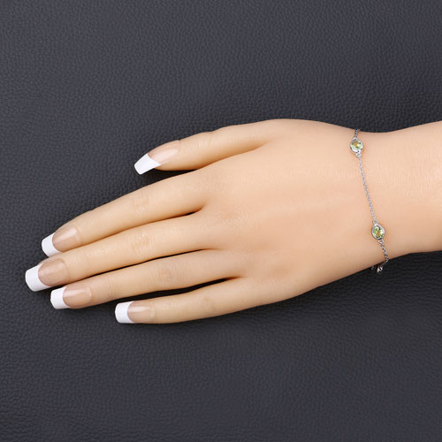 1.75 Carat Genuine Peridot .925 Sterling Silver Bracelet