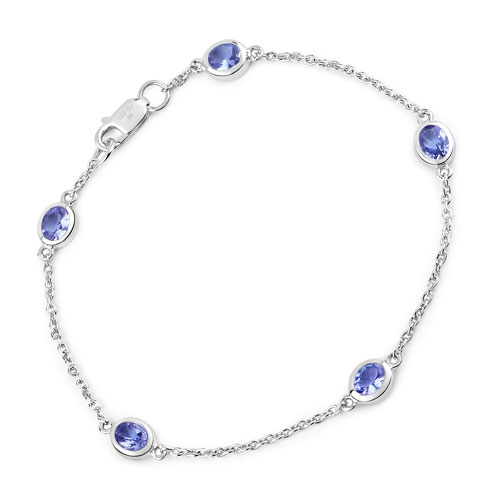 Bracelets-1.65 Carat Genuine Tanzanite .925 Sterling Silver Bracelet