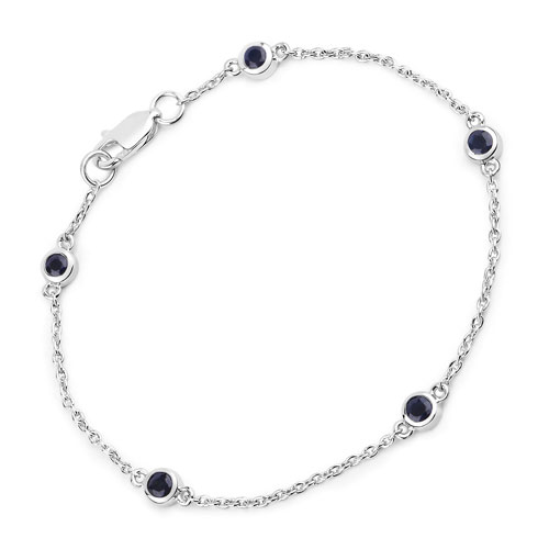 Bracelets-0.55 Carat Genuine Blue Sapphire .925 Sterling Silver Bracelet
