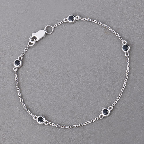 0.55 Carat Genuine Blue Sapphire .925 Sterling Silver Bracelet