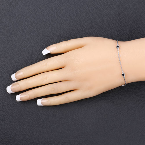 0.55 Carat Genuine Blue Sapphire .925 Sterling Silver Bracelet