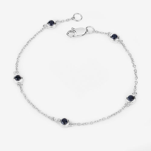 0.55 Carat Genuine Blue Sapphire .925 Sterling Silver Bracelet