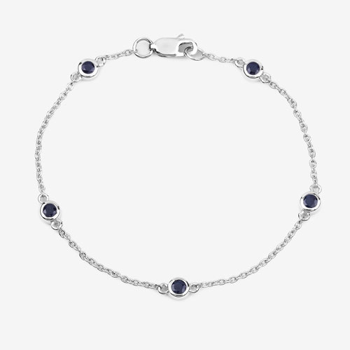 0.55 Carat Genuine Blue Sapphire .925 Sterling Silver Bracelet