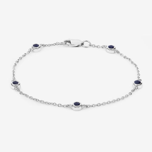 0.55 Carat Genuine Blue Sapphire .925 Sterling Silver Bracelet